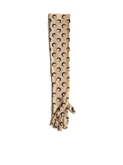 Marine Serre Gloves In All Over Moon Tan