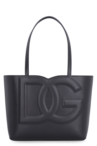 Dolce & Gabbana Logo Leather Tote Bag In Nero