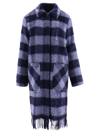 WOOLRICH CHECK PATTERN FRINGED OVERSHIRT