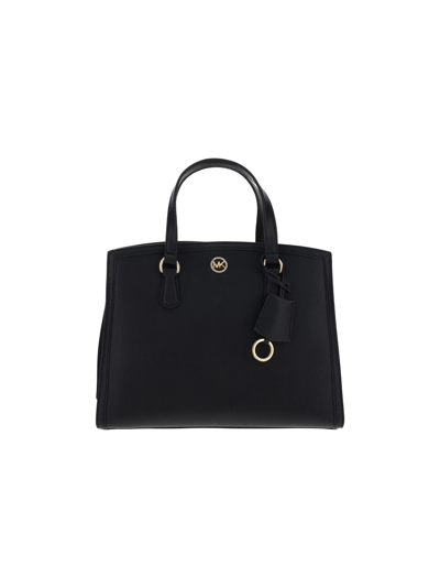 Michael Michael Kors Chantal Leather Handbag In Black