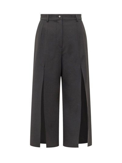 Dolce & Gabbana Gabardine Front-slit Trousers In Black