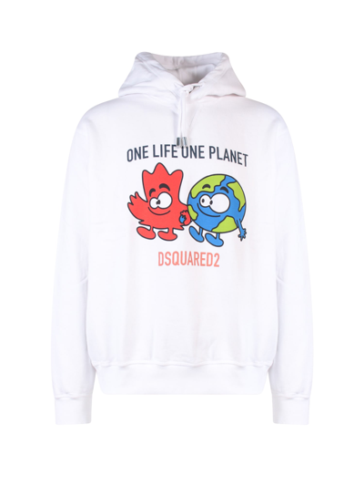 Dsquared2 Olop Buddies Printed Sweatshirt Hoodie In White