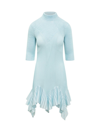 Givenchy Ribbed Ruffle Hem Turtleneck Minidress