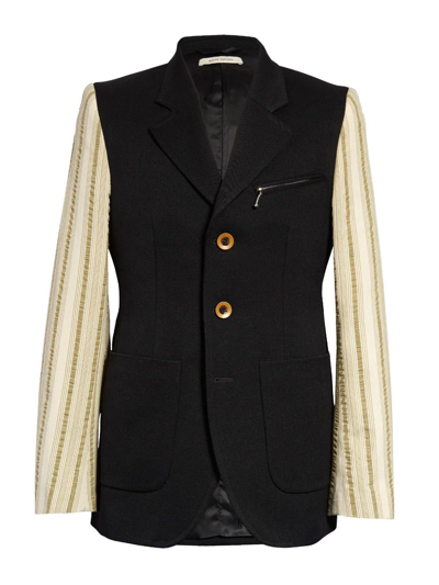 Wales Bonner Coltrane Mixed Media Tailored Jacket In Black | ModeSens