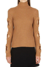 Jw Anderson Merino Wool Cutout-sleeve Turtleneck Sweater In Brown