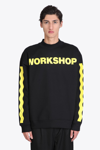 032c Mock Neck Sweatshirt Black Cotton Sweatshirt With Gas Mask Back Print - Mock Neck Sweatshirt In Black