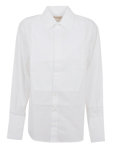 Marni Tuxedo-style Button-up Long Sleeve Shirt In White