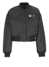 Chiara Ferragni Reversible Eye Star Patch Bomber Jacket In Black