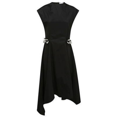 Jw Anderson Cap Sleeved Asymmetric Midi Dress In Black