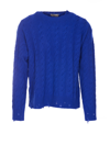 Laneus Cable-knit Crew Neck Sweater In Blue