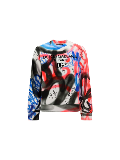 Dolce & Gabbana Printed Cotton Jersey Sweatshirt In Multicolor