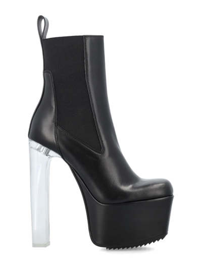 Rick Owens 170mm Beatle Leather Ankle Boots In Black