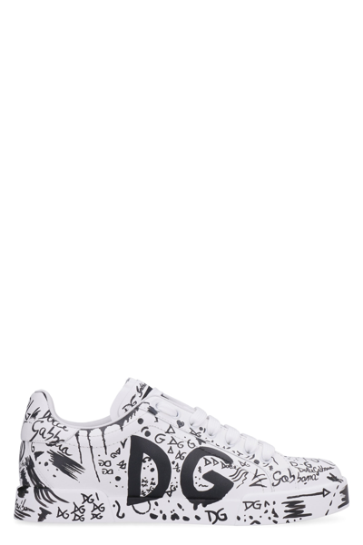 Dolce & Gabbana Portofino Low-top Sneakers In Bianco