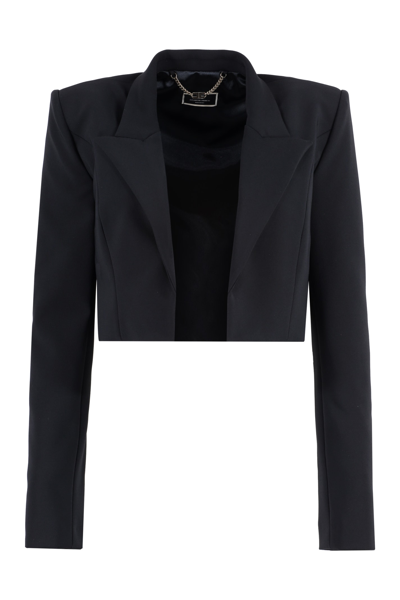 Elisabetta Franchi Cropped Tailored Blazer In Nero