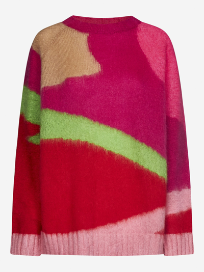 Msgm Womens Fuchsia Acrylic Sweater In Multi