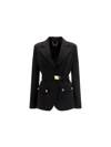 Elisabetta Franchi Velvet Double Breasted Blazer In Nero