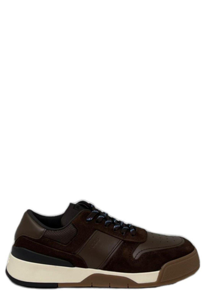 Tod's Logo-embossed Panelled Lace-up Sneakers Tods In Brown