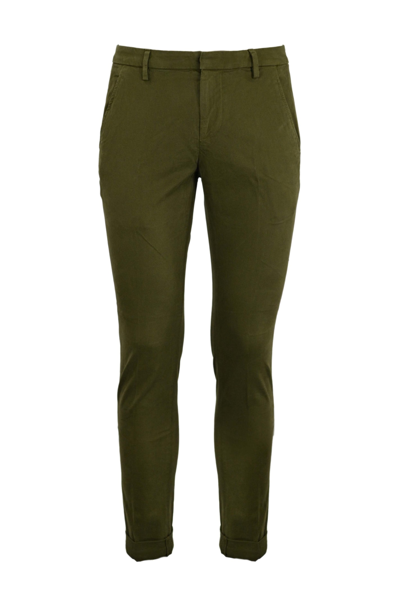 Dondup Slim Gaubert Trousers In Warm Hand Stretch Gabardine In Military Green
