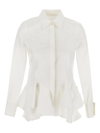 Givenchy Ruffled Peplum-hem Cotton Shirt In White