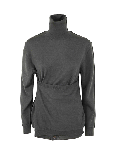 Lemaire High-neck Knotted Sweater In Grey