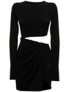 The Andamane Long-sleeve Asymmetric-design Dress In Black