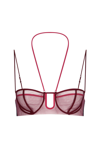 Nensi Dojaka Triple Petal Sheer Tulle Halter Bra Top In Pink