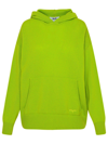 Msgm Ribbed-knit Edge Long-sleeve Hoodie In Lime