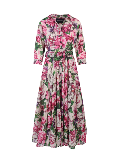 Samantha Sung Floral-print Shirt Dress In Ivory Mushrooms