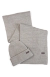 Barbour Gift Set "crimdon" Gray Hat And Scarf In Grey