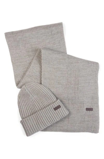 Barbour Gift Set "crimdon" Gray Hat And Scarf In Gy31