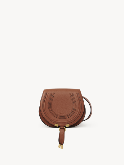 Chloé Petit Sac Porté Épaule Marcie En Cuir Grainé Femme Brun Taille Onesize 100% Cuir De Veau In Brown