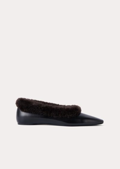 Totême The Faux Fur Trim Ballerina Black