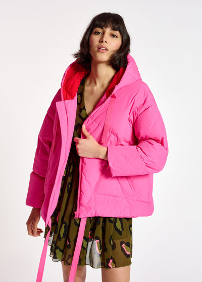 Essentiel Antwerp Antwerp Neon Pink Hooded Puffer Jacket In