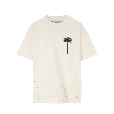 Palm Angels Pxp Painted Short-sleeved T-shirt In Butter Black