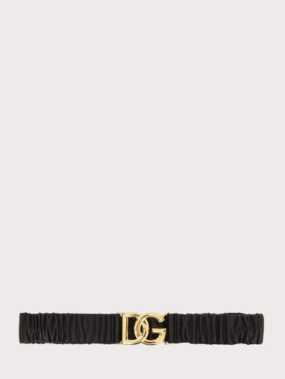 Dolce & Gabbana Elasticized Belt With Logo In Black