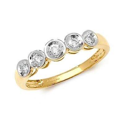 Pre-owned So 0.25ct Diamant Illusion Set Ring Grössen J-q Gelbgold