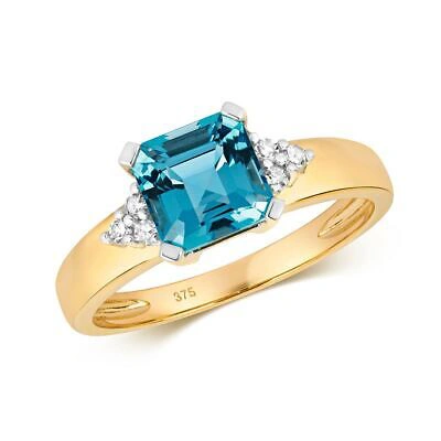 Pre-owned So Diamant & Licht Schweizer Blau Topas Ring Grössen J-q Gelbgold Vergoldet