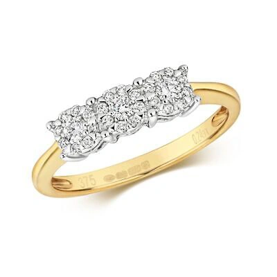 Pre-owned So 3 Stein 0.24ct Diamantring Grössen J-q Gelbgold