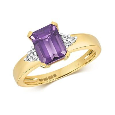 Pre-owned So Diamant & Amethyst Ring Grössen J-q Gelbgold Vergoldet