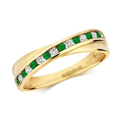 Pre-owned Emerald 0.13ct Diamant Crossover  Ring Grössen J-q Gelbgold