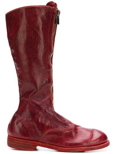 Guidi Women 410 Tall Front Zip Military Boot 1006t In Red