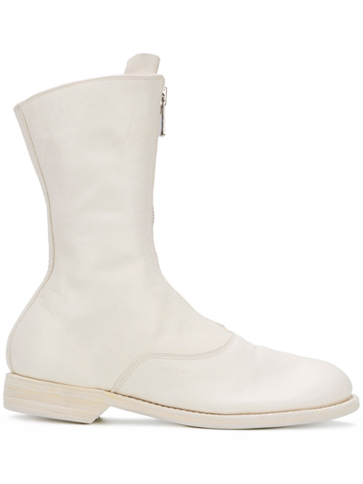 Guidi Women 310 Front Zip Military Boot In Co00t White