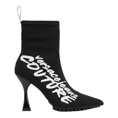 Versace Jeans Couture Black Flair Logo Ankle Boots In El01 899+003