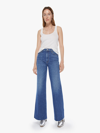 Mother The Twister Sneak Frayed Hems Flared Wide Leg Jeans In Blue