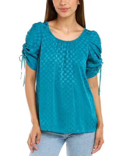 Max Studio Ruched Blouse In Blue