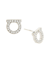 Ferragamo Gancini Crystal Embellished Stud Earrings In Silver
