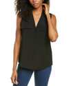 Court & Rowe Collared Button Front Sleeveless Shirt In Black