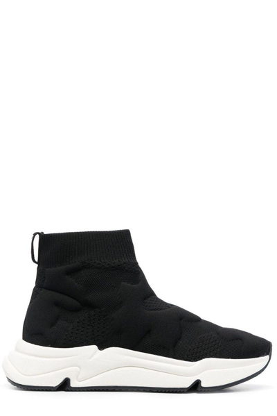 Ash Miss Flower Pull-on Knitted Sneakers In Nero