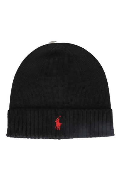 Polo Ralph Lauren Pony Embroidered Knit Beanie In Black