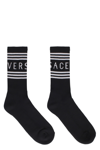 Versace Monogram Intarsia Cotton Blend Socks In Nero+bianco
